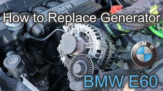 How to replace Alternator BMW E60 N52  DIY [upl. by Botnick812]