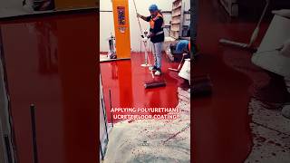 Applying Polyurethane Floor Coating Ucrete Red foryou trending viral reels video subscribe [upl. by Sacksen]