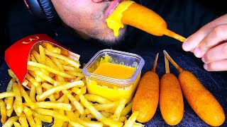 ASMR EATING CORN DOGS CHEESE MCDONALDS FRIES JERRY NO TALKING MUKBANG MOUTH SOUNDS [upl. by Saravat]