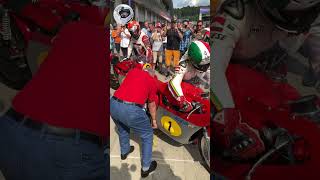 Giacomo Agostini on 3cylinder MV Agusta 500 GP parade lap start on Red Bull Ring 2021 goran2003 [upl. by Ahcsatan29]