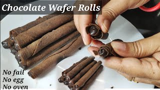 Chocolate Wafer RollsNo eggoven Wafer Rolls RecipeSuper Simple and Easy No Fail Wafer Roll Recipe [upl. by Nerdna]