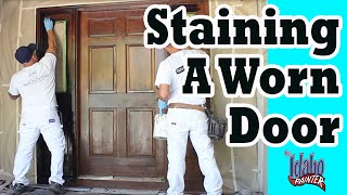 STAINING A DOOR How to refinish a door Door glazing tips [upl. by Adnesor]