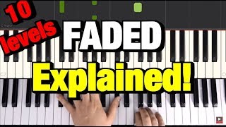 Faded Piano Tutorial Alan Walker How to Play Lesson [upl. by Esinet291]