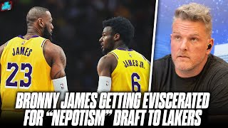 Bronny James Drafted 55th To The Lakers Getting Criticism For Nepotism  Pat McAfee Reacts [upl. by Armallas576]