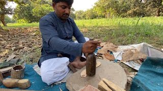 The village side worker makes a leather shoe [upl. by Ynoep]