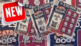 Brand New £2 Lottery Scratch Cards £60 of the Cats Vs Dogs cards a fun looking new card [upl. by Mairb930]