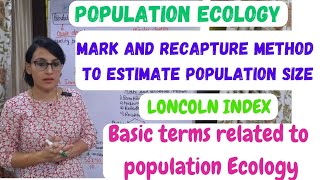 Population Ecology  Mark and Recapture Method  Lincoln Index  Terms Related to Population Ecology [upl. by Howes]