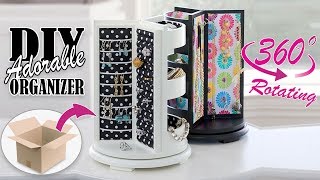 DIY ROTATING JEWELLERY ORGANIZER ADORABLE IDEA  Cute Organizer Tutorial [upl. by Haida]