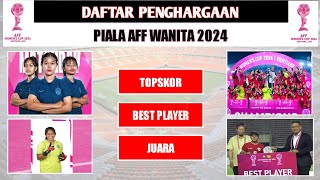 DAFTAR PENGHARGAAN PIALA AFF WANITA 2024  INDONESIA JUARA‼️ [upl. by Lurie]