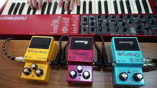 Pedals on synths First try with a few Boss pedals CE2W  DM2W  OD3 [upl. by Lippold]