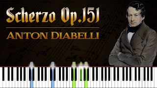 Scherzo Op 151 No 1  Anton Diabelli  Piano Tutorial  Synthesia  How to play [upl. by Anileba]