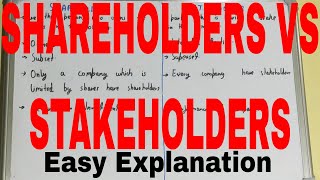 Shareholders vs StakeholdersDifference between shareholder and stakeholderShareholders stakeholder [upl. by Einatsed325]