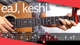 pillows eaJ keshi Guitar Tutorial  Tab Chords Strumming [upl. by Radburn]