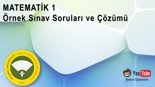 AUZEF Matematik 1 Örnek Sınav Soru ve Çözümleri [upl. by Nelyak745]