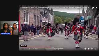 Americans Reacts Massed Pipes amp Drums Parades through Deeside Town 2018 Amazing [upl. by Kerman]