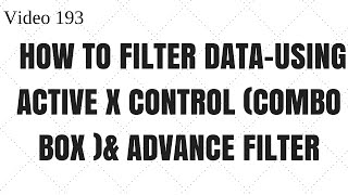 Learn Excel  Video 193  Using Active X Control with Advance Filter [upl. by Eidob]