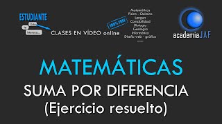 Ejercicio SUMA POR DIFERENCIA  Operaciones productos notables o identidades notables  Matemáticas [upl. by Nosyt]