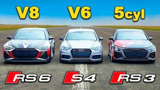 RS6 de 700hp vs RS3 vs S4 ARRANCONES [upl. by Cooe443]