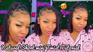 NATURAL SHORT MINI TWIST TUTORIAL BEGINNER FRIENDLY   KINKY OMBRÉ BULK HAIR FT QVR HAIR [upl. by Hamrnand]