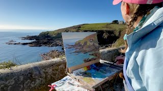 Real Time Plein Air Demo with Commentary  Oil Painting Seascape [upl. by Rehc]