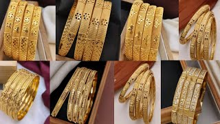 light Weight gold bangles designs 2024  gold kangan designs [upl. by Celisse]