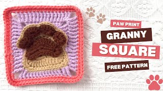 Paw Print Granny Square  Free Pattern [upl. by Alaster]