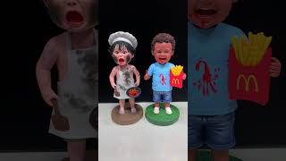 Cute Clay Bobbleheads ：Little Chefs and the French FryLoving Boy [upl. by Etsyrk858]