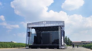 Portable mobile stage trailer with light and sound system for outdoor concert performance events [upl. by Kentigera]