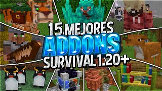 😯Top 15 MEJORES ADDONS SURVIVAL para MINECRAFT 120 12051 BEDROCK y PE ADDONS MINECRAFT PE 120 [upl. by Ynnob563]