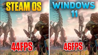 SteamOS vs Windows 11 Benchmark  Horizon Zero Dawn  Steam Deck [upl. by Cailean]