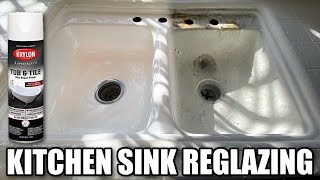 HOW TO REPAIR AND REGLAZE A KITCHEN SINK USING DIY KRYLON TUB AND TILE KIT [upl. by Tevis370]