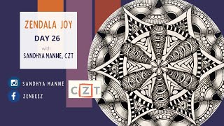 ZENDALA JOY Day 26  String 11 exploring Zentangle® and Mandala [upl. by Nirra]