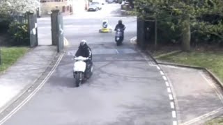 Teenage thieves attempt to steal a judges motorbike from the car park of Snaresbrook Crown Court [upl. by Maridel]