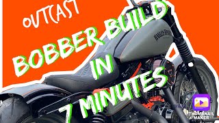 Harley Davidson Bobber build in 7 Minutes  quotThe OutCastquot [upl. by Benoite]