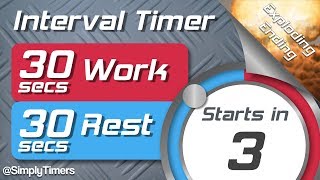 30 sec work 30 sec rest Interval Timer 3030 interval timer up to 60 reps with exploding ending [upl. by Gutow]