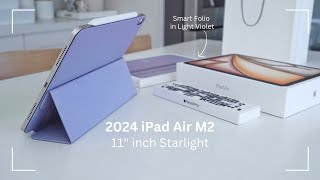 2024 iPad Air M2 Unboxing 11quot Inch Starlight 🌟 With Smart Folio amp Pencil Pro [upl. by Ikila]