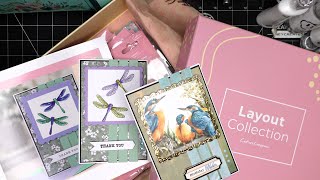 Crafters Companion quotLayout Collectionquot Dragonfly Card Recipe Tutorial Made from Box Items amp Stash [upl. by Alolomo]