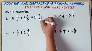 Addition and Subtraction of Rational Numbers  Fractions and Mixed Numbers Grade 7 MC [upl. by Etan]