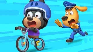 Sheriffs Riding a Bike  Educational Cartoon  Kids Cartoon  Sheriff Labrador  BabyBus [upl. by Dominga]