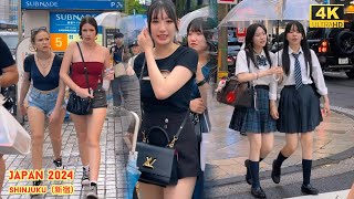 4k hdr japan travel 2024  Heavy Rain Walk in Shinjuku（新宿）Tokyo  Relaxing Natural City ambience [upl. by Rebel7]