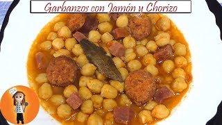 Garbanzos con Jamón y Chorizo  Receta de Cocina en Familia [upl. by Ahseiyn]