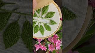 Super easy leaf embroidery Herringbone Stitch beginners embroidery handembrioderyforbeginners [upl. by Annoyik]