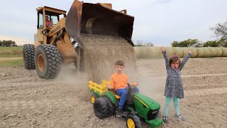 Playing in the dirt with tractors  Kids tractors digging dirt compilation  Tractors for kids [upl. by Gaelan]