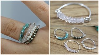 DIY Bead amp Wire Stacked Rings Jewelry Tutorial [upl. by Annoif891]