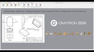 Cimatron 2024  GS  Quick Tour  Drafting View  MView  Dimensions  Text  Section  VTT 007 [upl. by Burke]