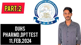 DUHS PHARM d test 2024DUHS DPT TEST 2024solved with discussion [upl. by Glass]