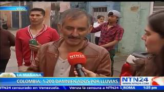 Colapso de alcantarillas tras fuertes aguaceros genera inundaciones en barrio de Bogotá Colombia [upl. by Ellekim656]