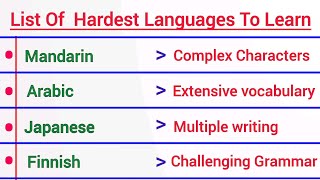 List Of Hardest Language To Learn Comparison [upl. by Labors]