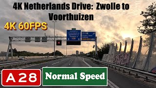 4K Netherlands Drive Zwolle to Voorthuizen  Motorway A28 [upl. by Theis]