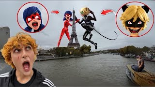 LADYBUG VS CHAT NOIR EN LA VIDA REAL EN PARÍS 😱 batalla [upl. by Ephrayim]